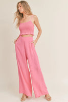 Sadie and Sage Clothing Blossoming Pant Style AE2721 in Fuchsia;Wide Leg Pant; 