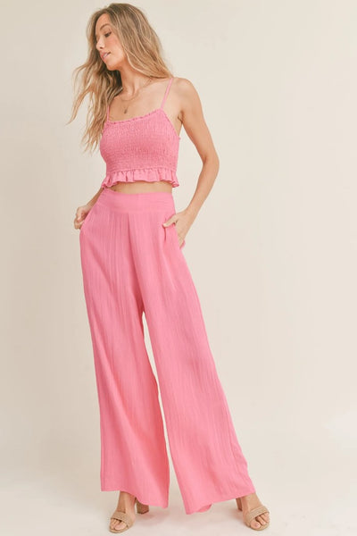 Sadie and Sage Clothing Blossoming Pant Style AE2721 in Fuchsia;Wide Leg Pant; 