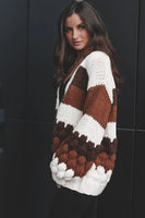 Sadie and Sage Dolly Cardigan Style AE4444 in Brown Multi;chunky cardigan; 