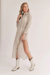 Sadie and Sage Sands Tin Stripe Duster Style AG1509 in Ivory and Taupe Stripe;Shirt Duster;Striped Duster; 