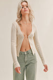 Sage the Label Hadid Ribbed Cardugan Style LE1417 in Cream;Lightweight short cardigan; 