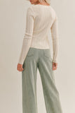 Sage the Label Hadid Ribbed Cardugan Style LE1417 in Cream;Lightweight short cardigan; 