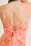 Sage the Label Island Time Lace Up Back Midi Dress Style LE2361 in Pink Multi; 