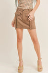 Sage the Label Jungle Girl Cargo Micro Mini Skirt Style LE2616 in Brown;Micro Mini Skirt;Cargo mini skirt; 