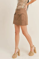 Sage the Label Jungle Girl Cargo Micro Mini Skirt Style LE2616 in Brown;Micro Mini Skirt;Cargo mini skirt; 