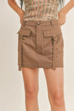 Sage the Label Jungle Girl Cargo Micro Mini Skirt Style LE2616 in Brown;Micro Mini Skirt;Cargo mini skirt; 