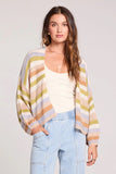 Saltwater Luxe Clothing Aden Sweater Style S4006-MUL in Pastel Stripe. Women's multi color pastel striped open front light weight spring cardigan