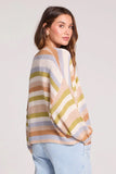 Saltwater Luxe Clothing Aden Sweater Style S4006-MUL in Pastel Stripe. Women's multi color pastel striped open front light weight spring cardigan