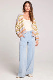Saltwater Luxe Clothing Aden Sweater Style S4006-MUL in Pastel Stripe. Women's multi color pastel striped open front light weight spring cardigan