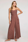 Saltwater Luxe Clothing Karlee Jumper Style S3674-W693-MCH in Mocha;Brown Jumpsuit;Saltwaterluxe Polka Dot Wide Leg Jumpsuit;Summer Wide Leg Jumpsuit; 