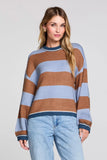 Saltwater Luxe Clothing Kirra Dusty Blue Sweater Style S4149-DSTBL in Dusty Blue;  Fall Sweater to wear with jeans
