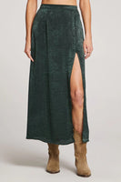 Saltwater Luxe Clothing Narissa Midi Skirt Style S3409-W652-TWLT in Twilight;silky fall midi skirt;slit silky midi skirt; 