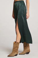 Saltwater Luxe Clothing Narissa Midi Skirt Style S3409-W652-TWLT in Twilight;silky fall midi skirt;slit silky midi skirt; 