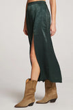 Saltwater Luxe Clothing Narissa Midi Skirt Style S3409-W652-TWLT in Twilight;silky fall midi skirt;slit silky midi skirt; 