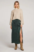 Saltwater Luxe Clothing Narissa Midi Skirt Style S3409-W652-TWLT in Twilight;silky fall midi skirt;slit silky midi skirt; 