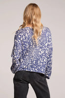 Saltwater Luxe Clothing Payton Sweater Style S3723-AZBL in azure and cream pattern; Fall Transition Sweater; Pre Fall Light Weight Sweater
