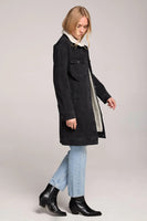Saltwater Luxe Clothing Solcae JAcket Style S3331-WASHBLK in Washed Black; Fleece Lined Black Knee Length Fall Coat