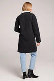 Saltwater Luxe Clothing Solcae JAcket Style S3331-WASHBLK in Washed Black; Fleece Lined Black Knee Length Fall Coat