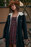 Saltwater Luxe Clothing Solcae JAcket Style S3331-WASHBLK in Washed Black; Fleece Lined Black Knee Length Fall Coat