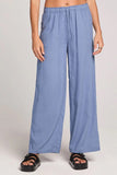 Saltwater Luxe Clothing WOVEN WORN BLUE PULL ON PANT Style S938-WNBLU in Worn Blue. Women's Linen Blend Pull On Wide Leg Spring Summer Casual Leisure Pant