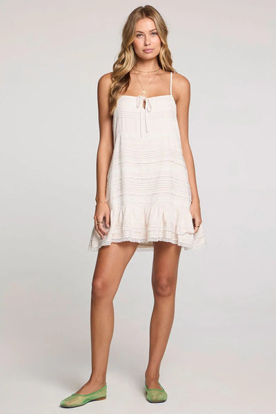 Saltwater Luxe Clothing Wyllow Mini Dress Style S3599-W676-SALT; Off White Spaghetti Strap Summer Mini Dress