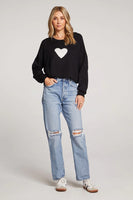 Saltwater Luxe Ganna Sweater Style S3121-Blk;Heart Sweater; 
