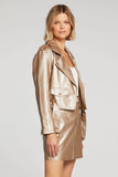 Saltwater Luxe Isola Champagne Jacket Style S3008-W580-Champ in champagne faux leather;Champagne faux leather moto jacket; 