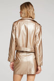 Saltwater Luxe Isola Champagne Jacket Style S3008-W580-Champ in champagne faux leather;Champagne faux leather moto jacket; 