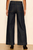 Sanctuary Clothing Chelsea Wide Leg Crop Style CP1346AY7 in Too Much; Dark Wash Patch Pocket Cropped Fall Jeans. Polished Wide Leg Jeans