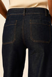 Sanctuary Clothing Chelsea Wide Leg Crop Style CP1346AY7 in Too Much; Dark Wash Patch Pocket Cropped Fall Jeans. Polished Wide Leg Jeans