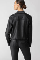 Sanctuary Clothing Dadidson Trucker Jacker Style CJ0995DDS BLCK in Black;Faux Leather Trucker Jacket;Fall Jacket; 