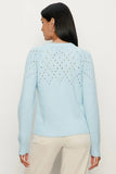 Sanctuary Clothing Femme Openwork Sweater style CW1720RA1 in Aquamarine; Lightweight Aquamarine Pointelle Knit Sweater, Layering Sweater, winter Layer or spring sweater