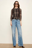 Sanctuary Clothing Mesh 3/4 sleeve top style CT4351PE4 in Cinder Plaid; Fall top to wear with jeans. Plaid Mesh Top