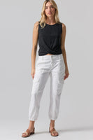 Sanctuary Clothing Rebel Pant Style CP0694NTO BRWH in Brilliant White;white cargo jogger pant;Sanctuary Cargo Pant;White Cargo Pant;White Utility Pant;Cropped Cargo Pant;Summer Cargo Pant; Sanctuary Clothing Utility Cargo Pant