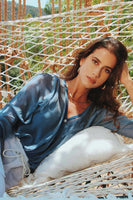 Scandal Italy Keva Top In Denim Blue; 