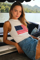 Show ME Your Mumu Clothing Milo Tank Style MM5-6065 FK07 in Flag Knit; USA Flag Knit Tank; USA Flag Knit Tank Top