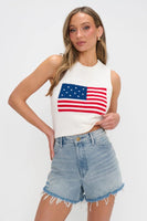 Show ME Your Mumu Clothing Milo Tank Style MM5-6065 FK07 in Flag Knit; USA Flag Knit Tank; USA Flag Knit Tank Top