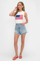 Show ME Your Mumu Clothing Milo Tank Style MM5-6065 FK07 in Flag Knit; USA Flag Knit Tank; USA Flag Knit Tank Top