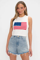 Show ME Your Mumu Clothing Milo Tank Style MM5-6065 FK07 in Flag Knit; USA Flag Knit Tank; USA Flag Knit Tank Top