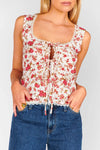 Show ME Your Mumu Clothing Mimi Top Style MF5-6256 SR25 in Southern Roses;Rose Floral Tie Front Top; 