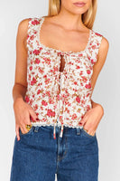 Show ME Your Mumu Clothing Mimi Top Style MF5-6256 SR25 in Southern Roses;Rose Floral Tie Front Top; 