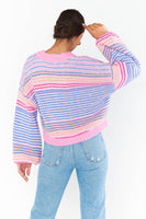 Show ME Your Mumu Good Karma Cardi Styel MS4-4563 MS28 in Multi Stripe Knit; 