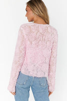 Show ME Your Mumu Maxene Top Style MF4-5880 PR22 in Rosette Mesh Pink;Romantic date night top