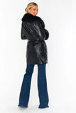 Show ME Your Mumu Penny Lane Coat Style MDF-666 BF58 on Black Faux Leather with Faux Fur;Show Me Your Mumu Belted Faux Leather Coat