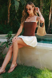 Show ME Your Mumu Tiffany Skort Dress Style MM5-5906 CC65 in Chocolate and Cream; 