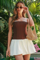 Show ME Your Mumu Tiffany Skort Dress Style MM5-5906 CC65 in Chocolate and Cream; 