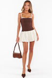 Show ME Your Mumu Tiffany Skort Dress Style MM5-5906 CC65 in Chocolate and Cream; 