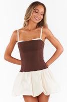 Show ME Your Mumu Tiffany Skort Dress Style MM5-5906 CC65 in Chocolate and Cream; 