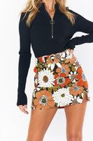 Show ME Your Mumu Tyra Belted Skirt Style MDF3-655 HF07 in Hutton Floral Corduroy;Show Me Your Mumu Tyra Belted Corduroy Skirt, retro modern floral print, fall colors, corduroy texture, belted design, autumnal elegance, vintage-inspired, contemporary styling, bold statement.