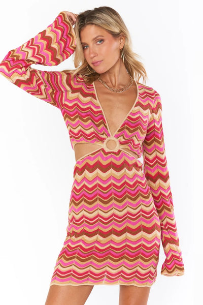 Show Me Your Mumu Carlo Cut Out Dress Style MF3-5459 HS07 in Horizon Stripe Knit; 